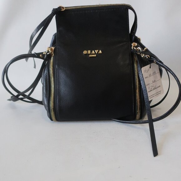 NWT Womens Clava Black Modern Leather Bucket Tote Shoulder Handbag - Picture 9 of 12